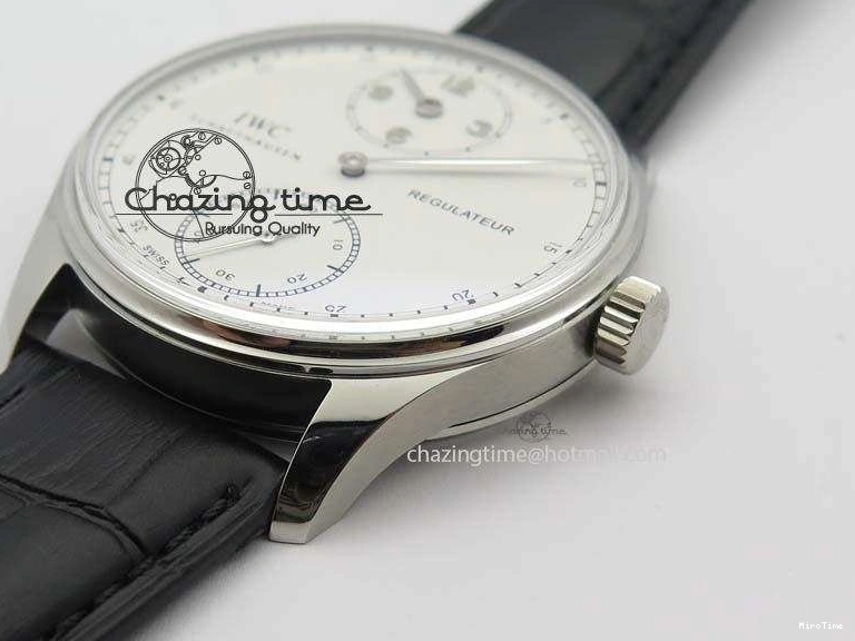 MIROTIME 0424 Effortless Portuguese IW544404 SS White Dial On Black Leather Strap A 7257
